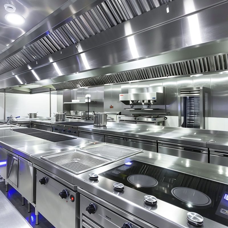 modern interior kitchen in a trendy restaurant
